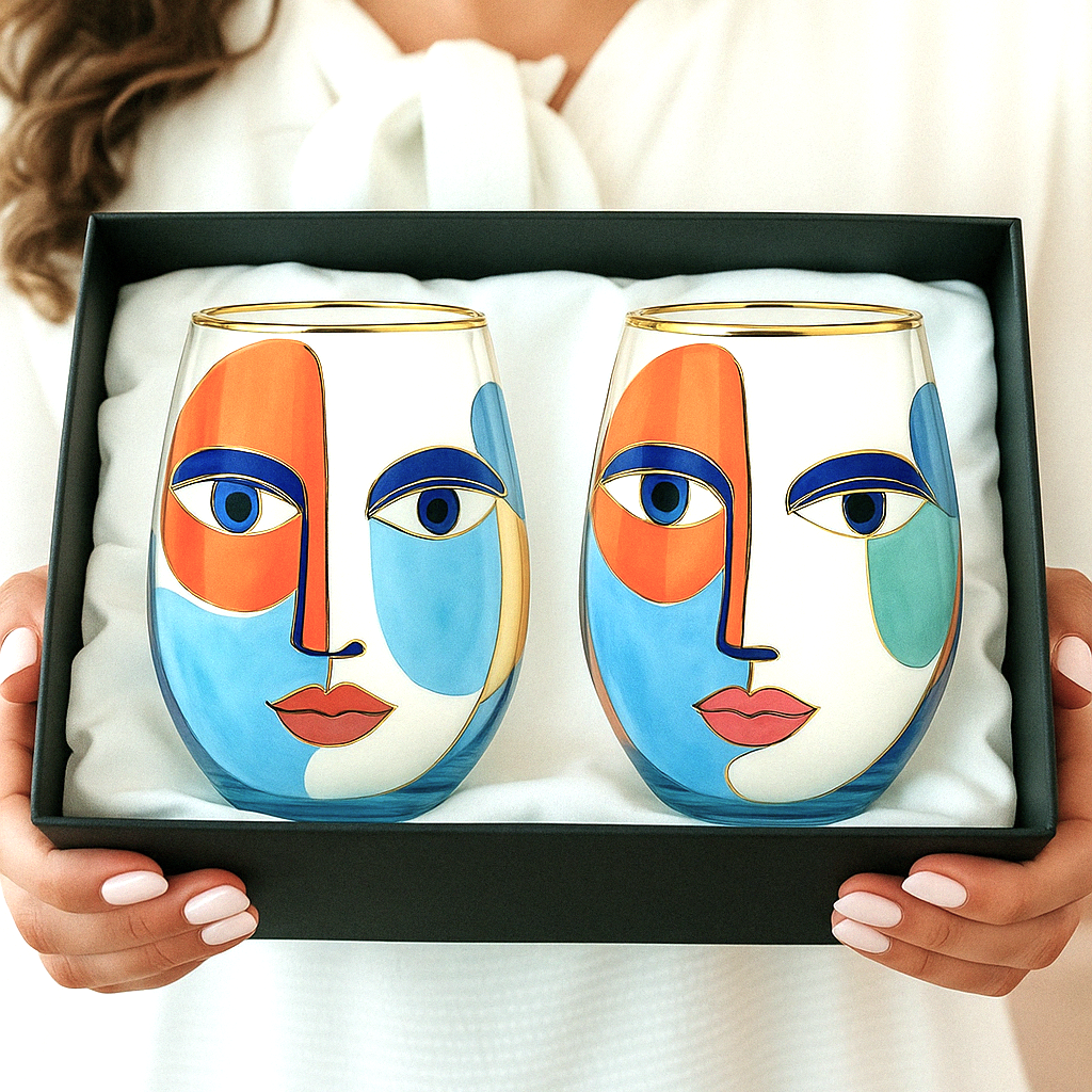 'Artistic Gaze' Stemless Wine Glass