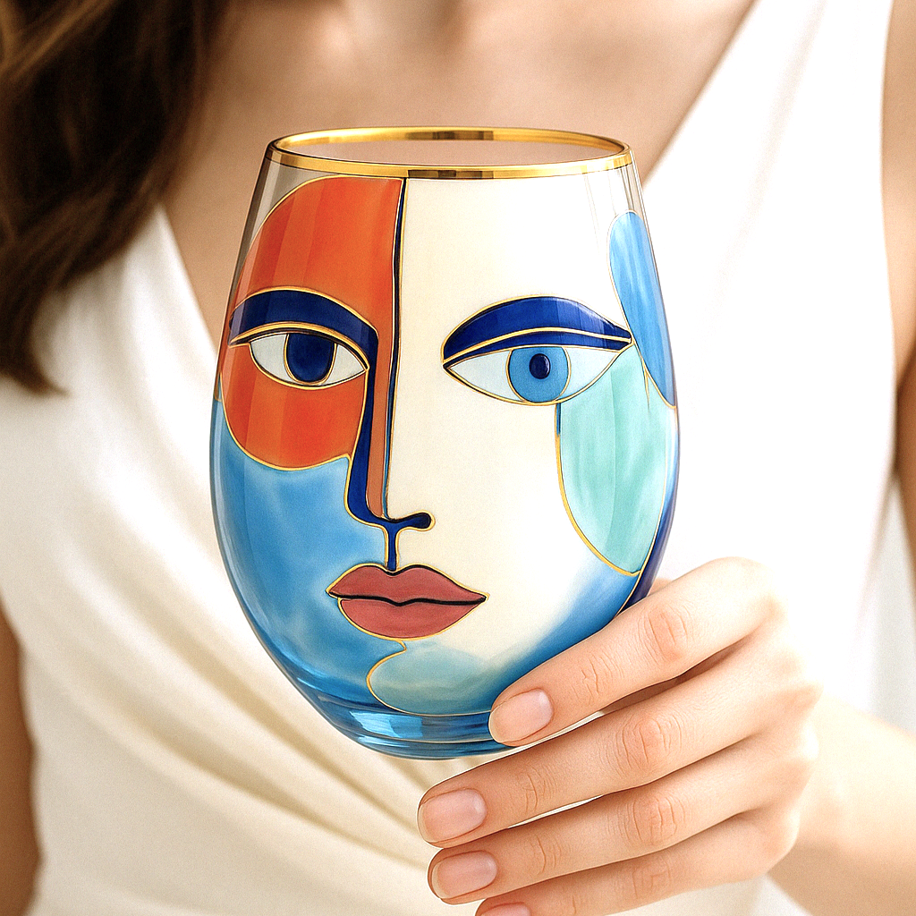 'Artistic Gaze' Stemless Wine Glass