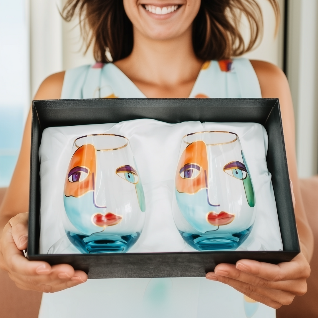 'Artistic Gaze' Stemless Wine Glass