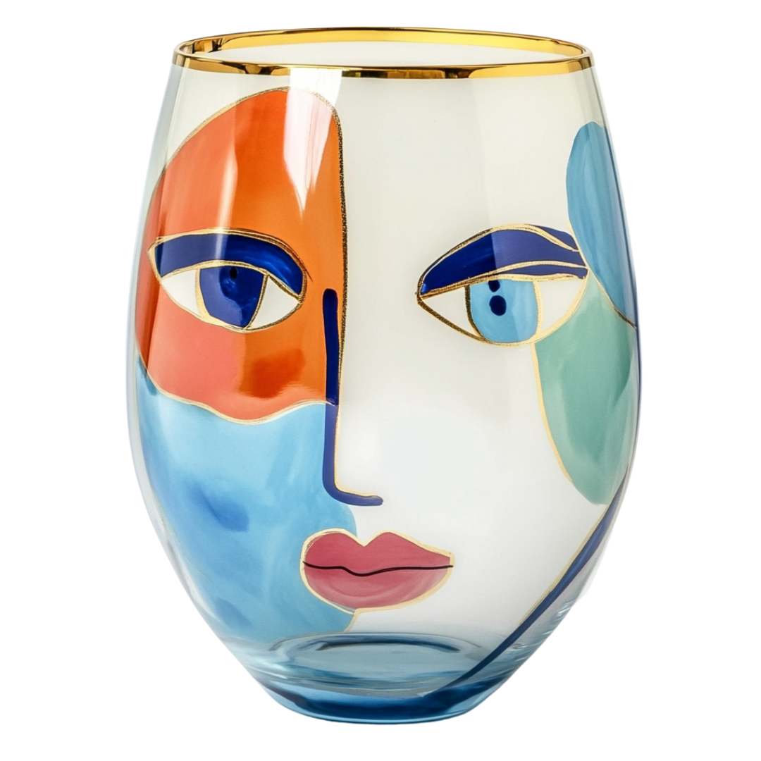 'Artistic Gaze' Stemless Wine Glass