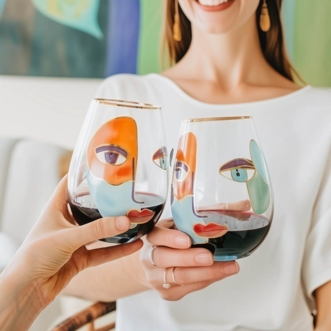 'Artistic Gaze' Stemless Wine Glass
