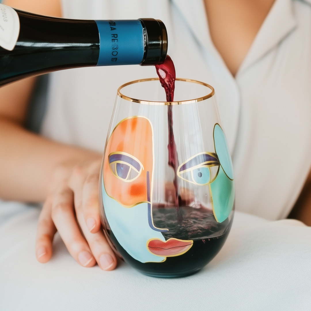 'Artistic Gaze' Stemless Wine Glass
