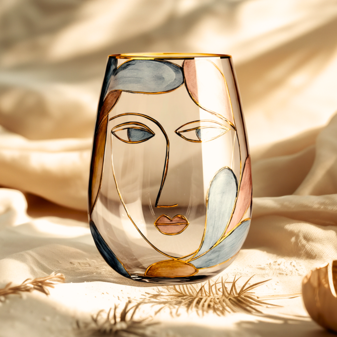'Dreaming Faces' Stemless Wine Glass