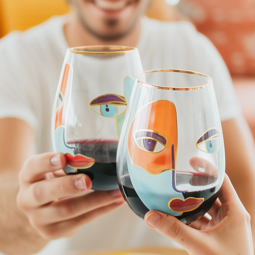 'Artistic Gaze' Stemless Wine Glass