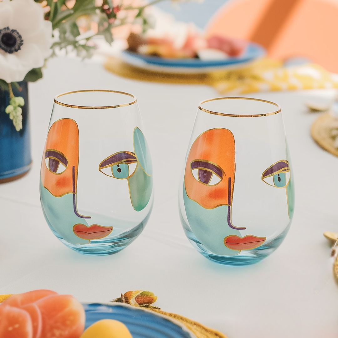 'Artistic Gaze' Stemless Wine Glass