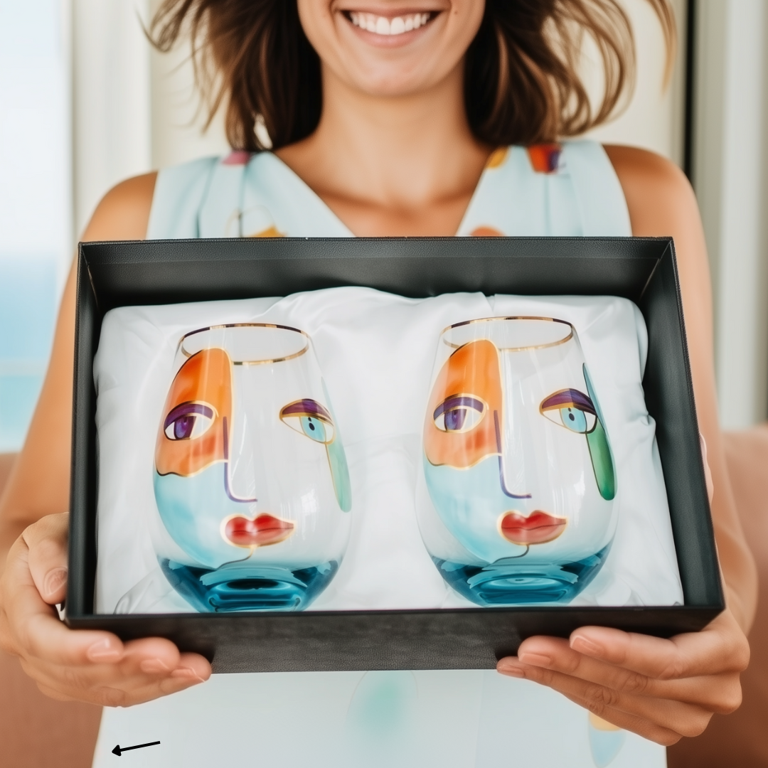 'Artistic Gaze' Stemless Wine Glass