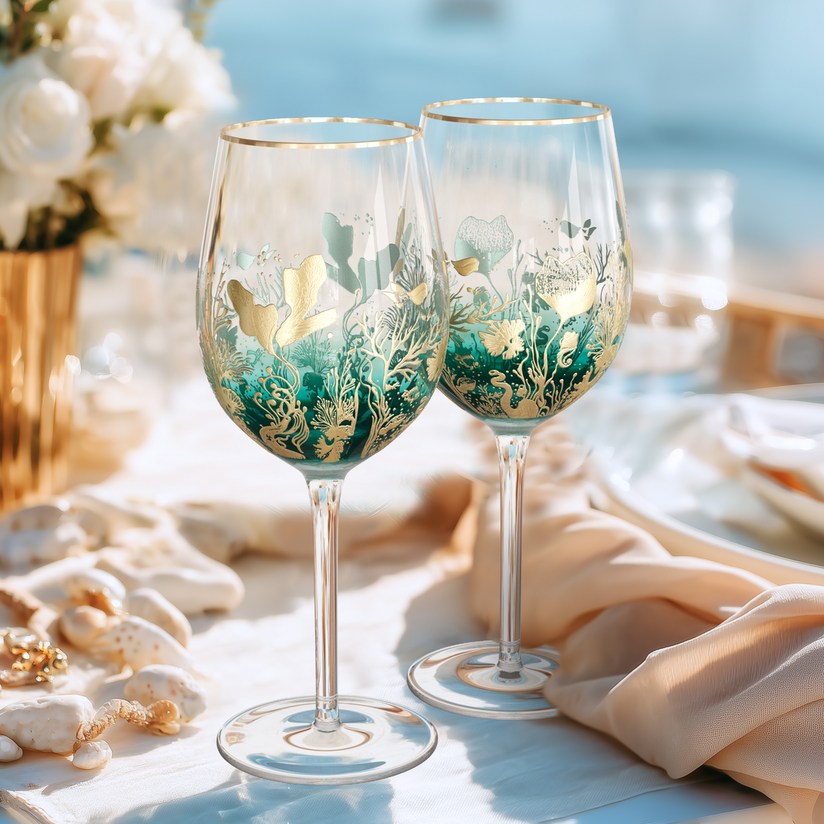 'Ocean Majesty' Goblet Wine Glasses