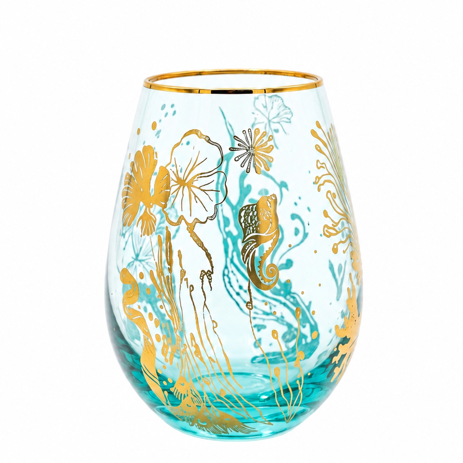 'Ocean Majesty' Stemless Wine Glass