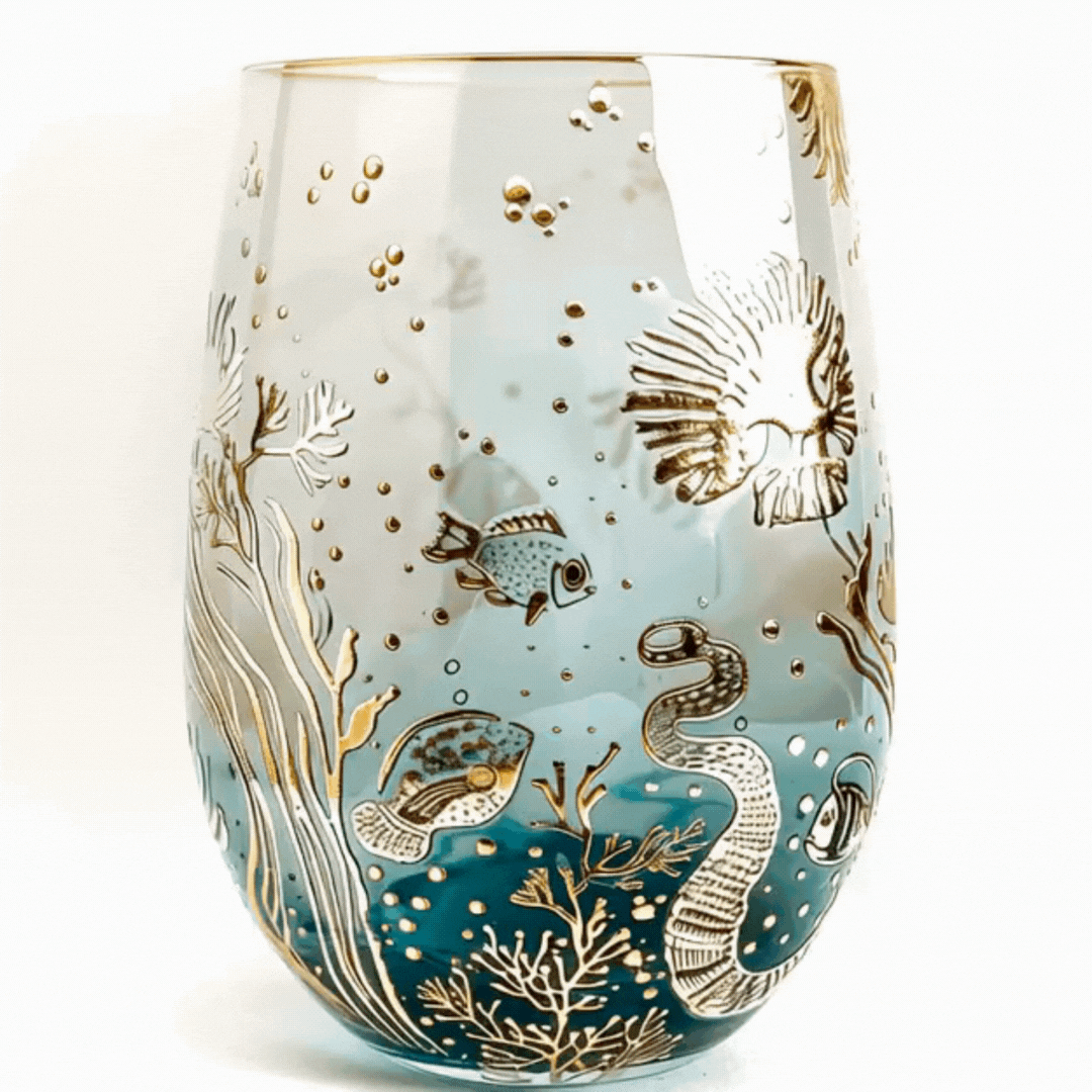 'Ocean Majesty' Stemless Wine Glass