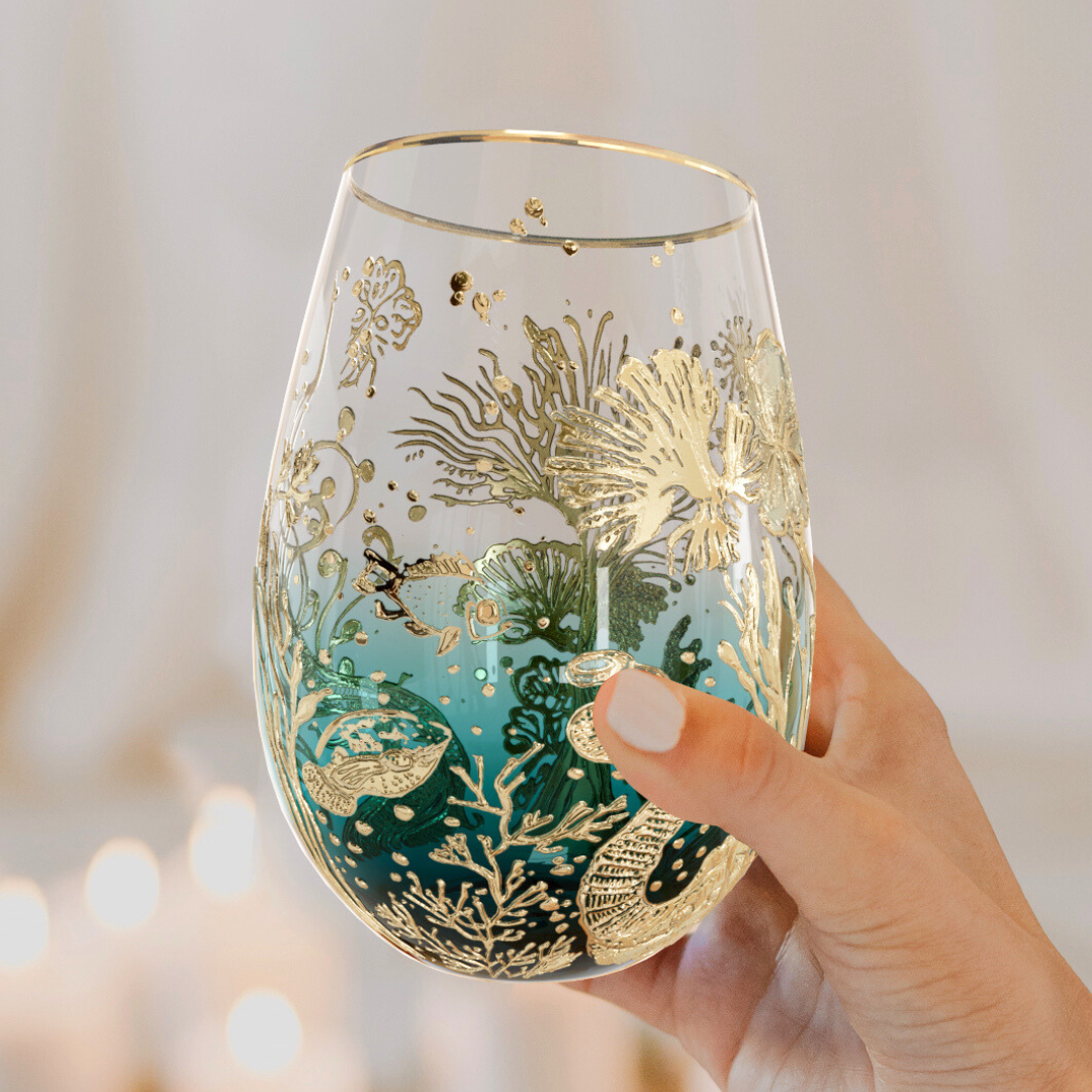 'Ocean Majesty' Stemless Wine Glass