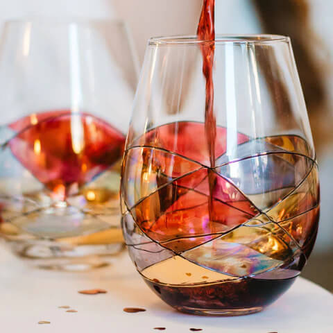  Un-Spillable Stemless Wine Glasses, Single