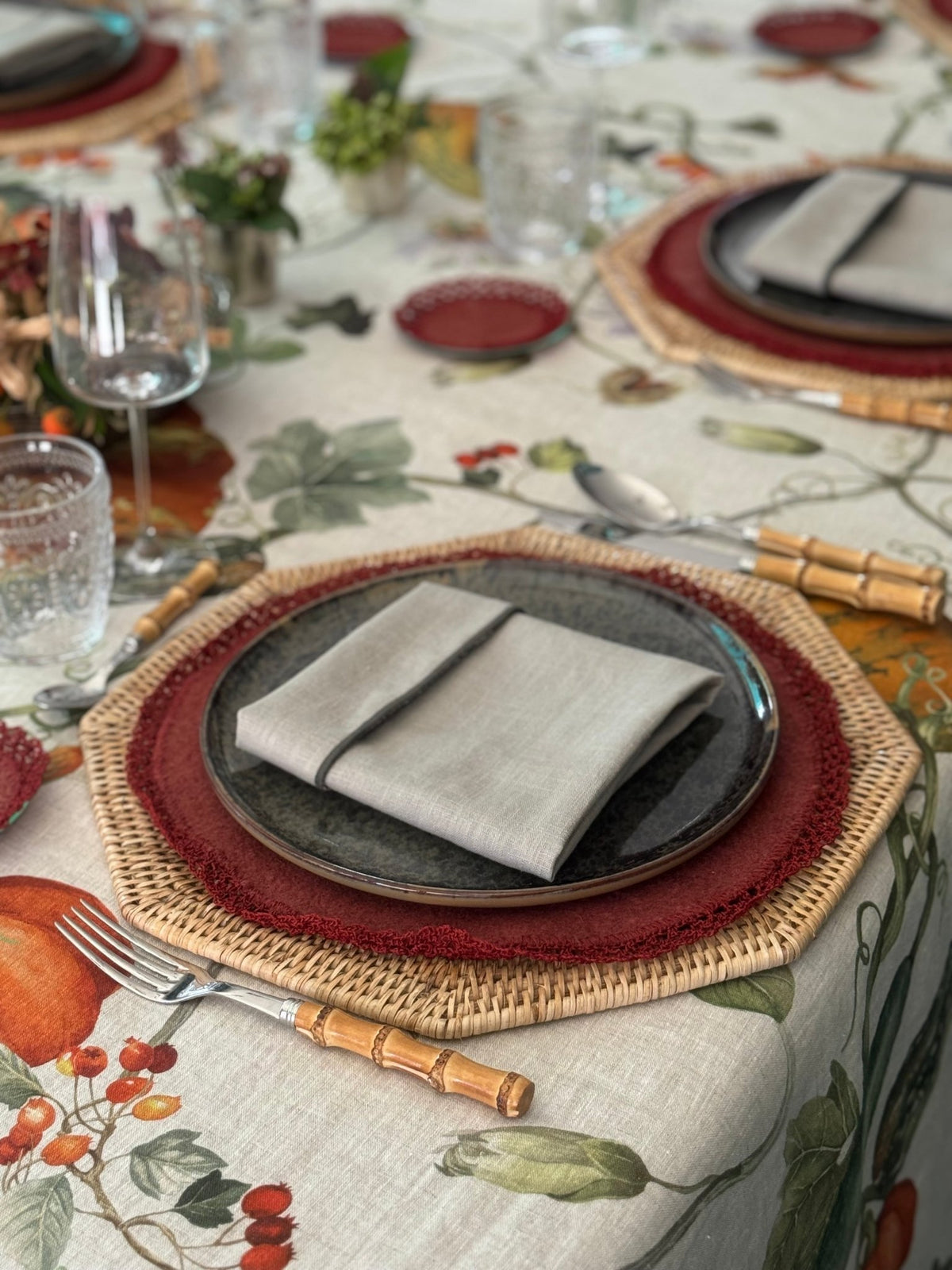 'Burgundy Garden' Tablecloth