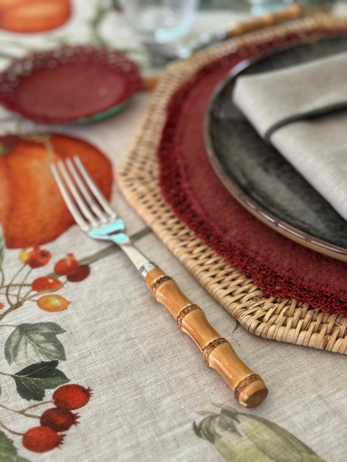 'Burgundy Garden' Tablecloth