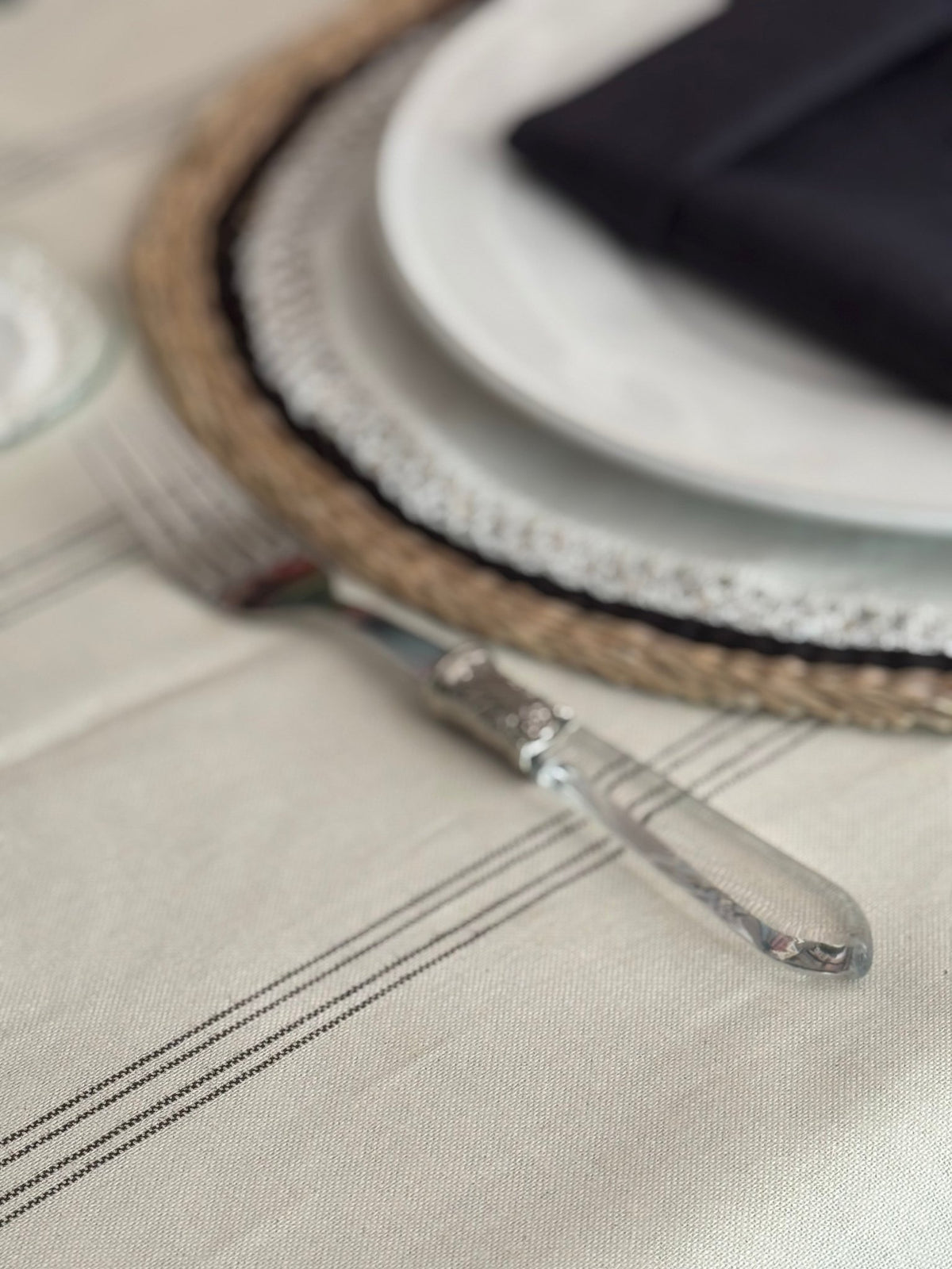 'Black Line' Spill-Resistant Tablecloth