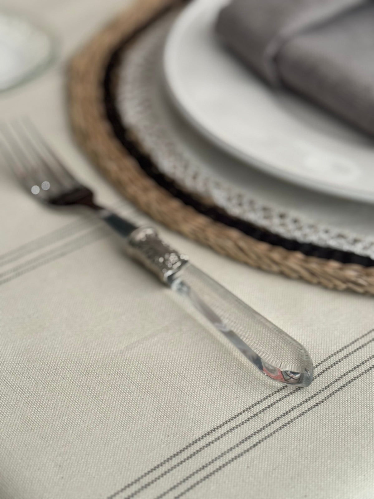 'Grey Line' Spill-Resistant Tablecloth