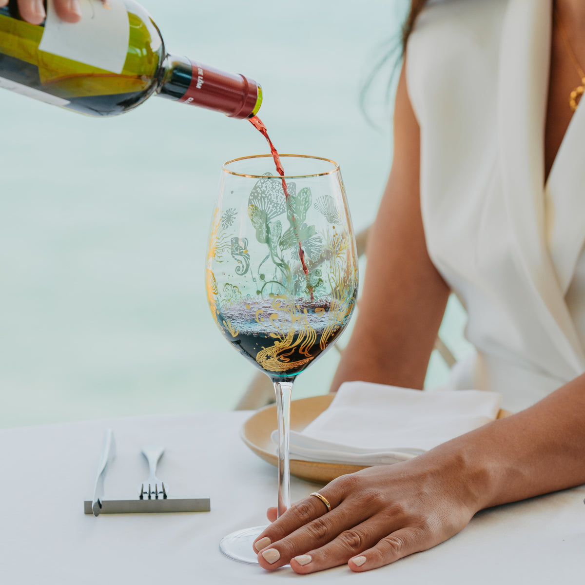 'Ocean Majesty' Goblet Wine Glasses