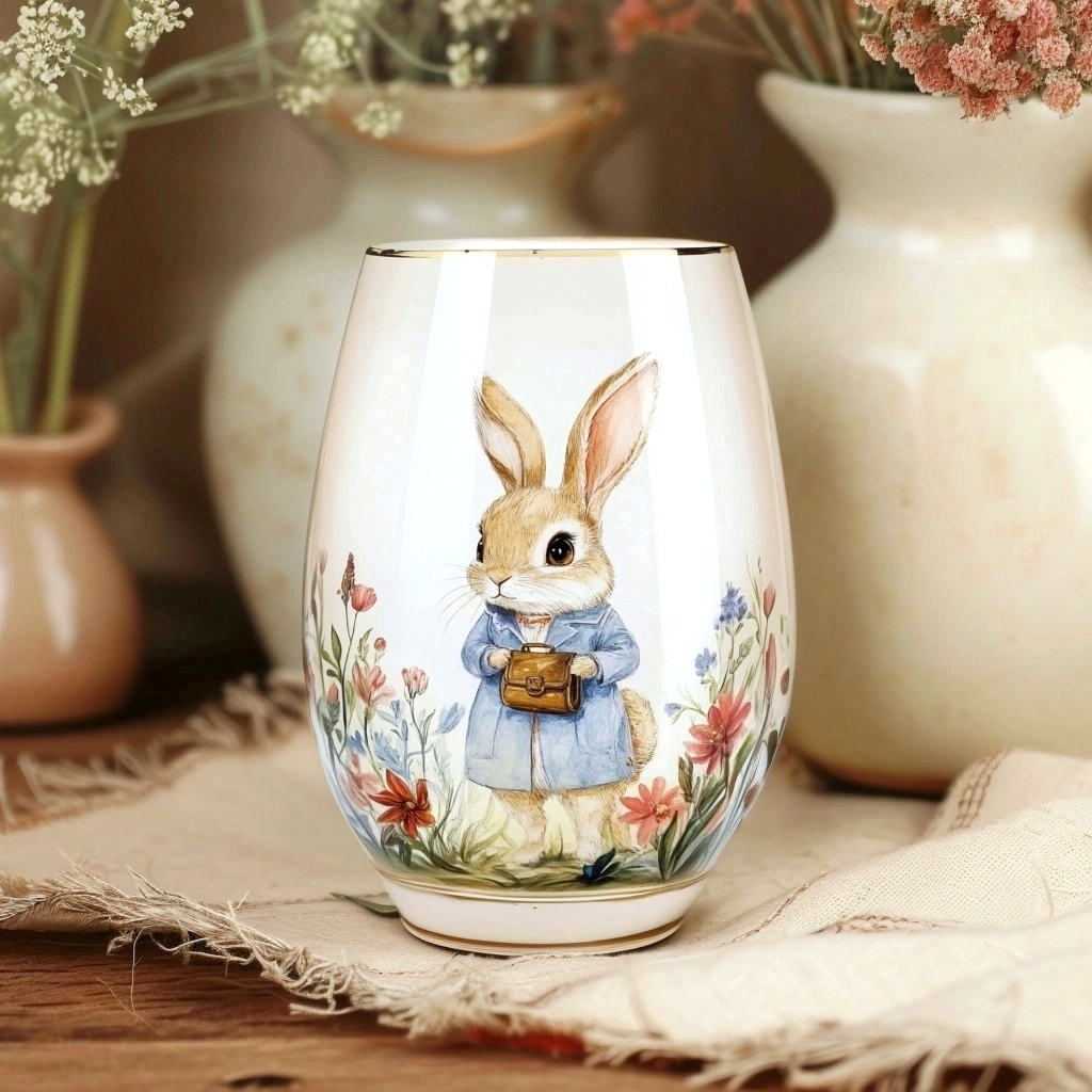 'Bunny Charm' Stemless Wine Glass