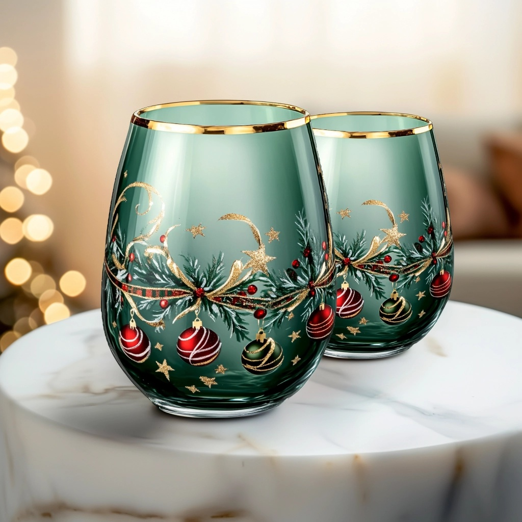 'Ethereal Bloom' Stemless Wine Glass