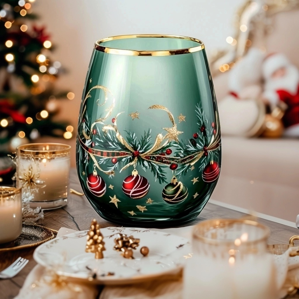 'Ethereal Bloom' Stemless Wine Glass