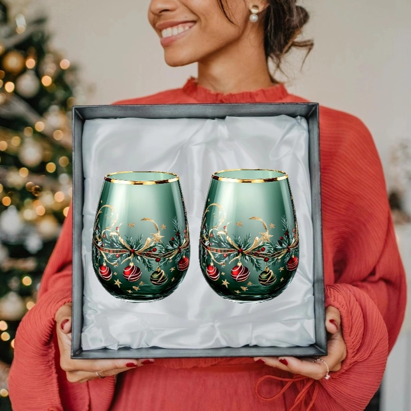 'Ethereal Bloom' Stemless Wine Glass