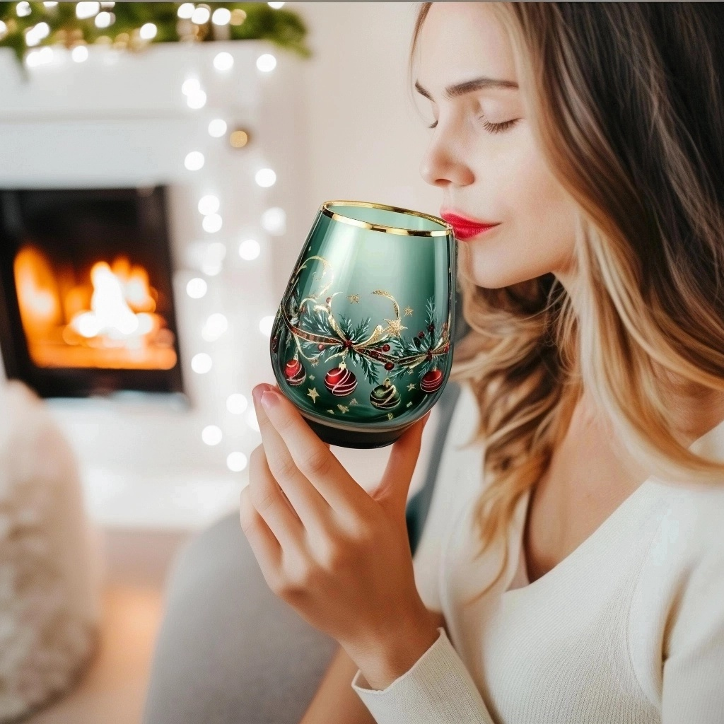 'Ethereal Bloom' Stemless Wine Glass