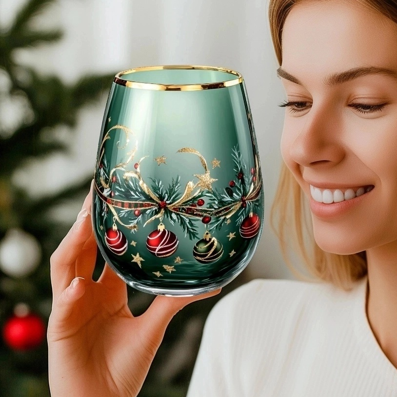 'Ethereal Bloom' Stemless Wine Glass