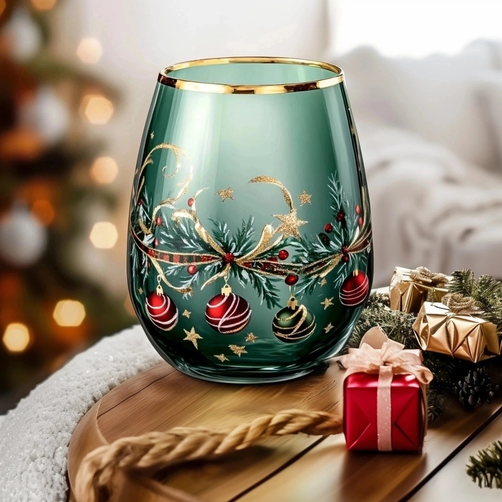 'Ethereal Bloom' Stemless Wine Glass