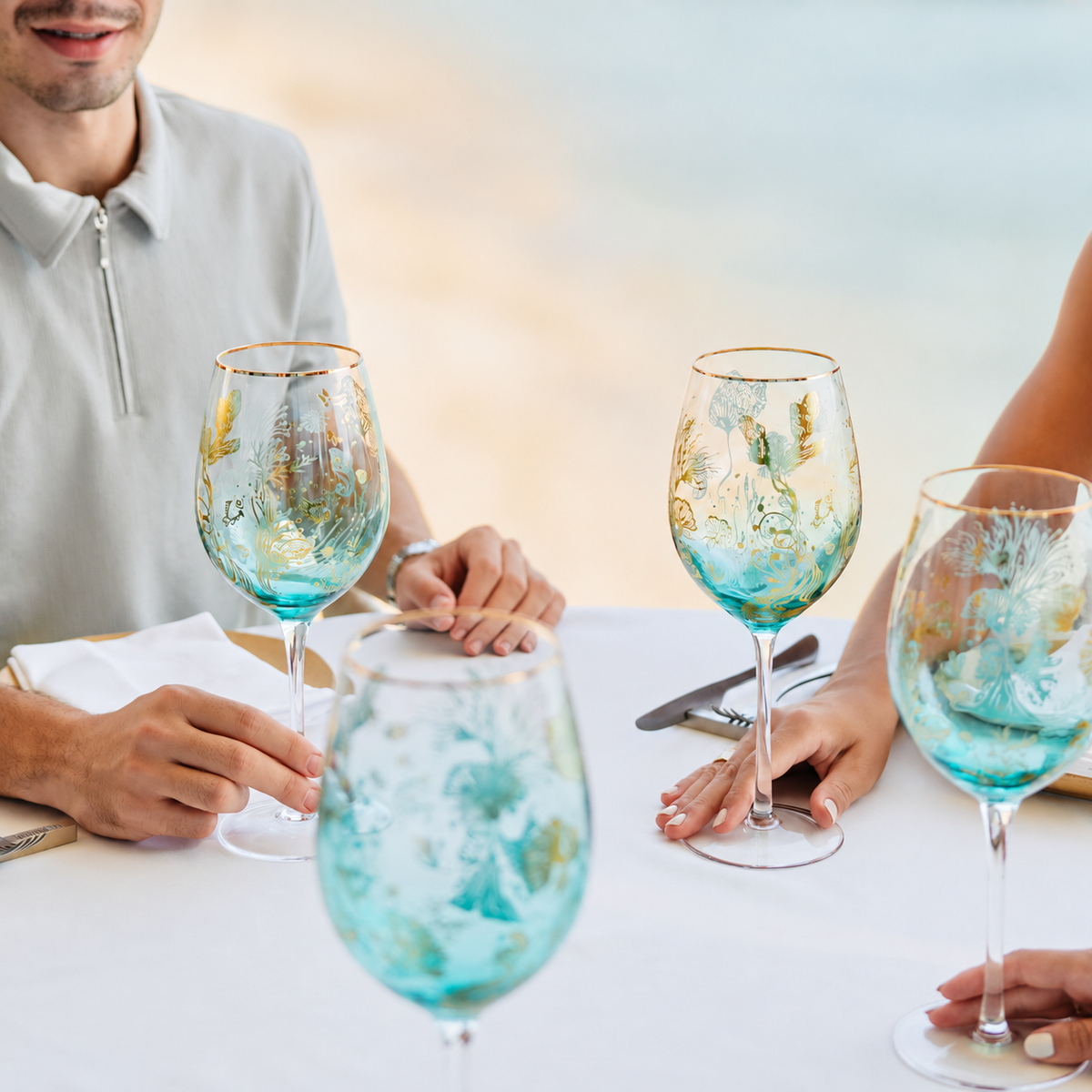'Ocean Majesty' Goblet Wine Glasses