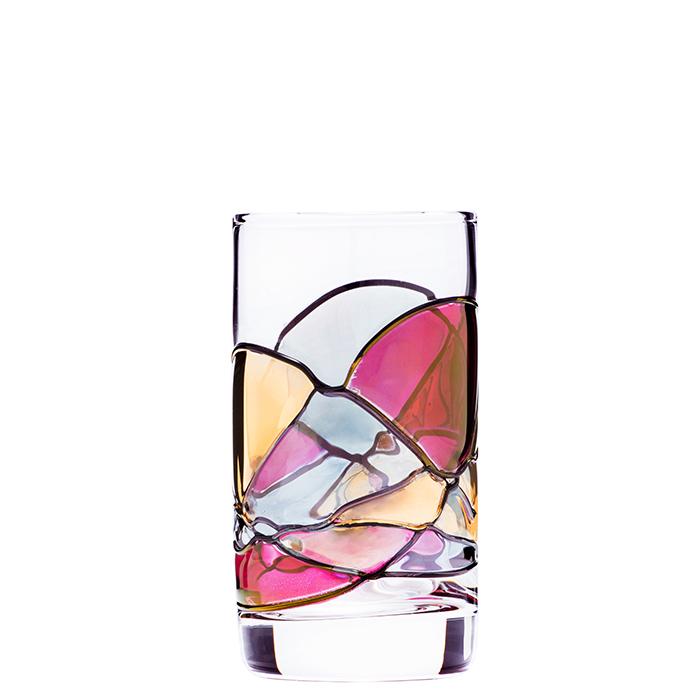 Cornet Barcelona. Luxury hand-painted shot glass inspired by the designs of Antoni Gaudi and Sagrada Familia. White background
